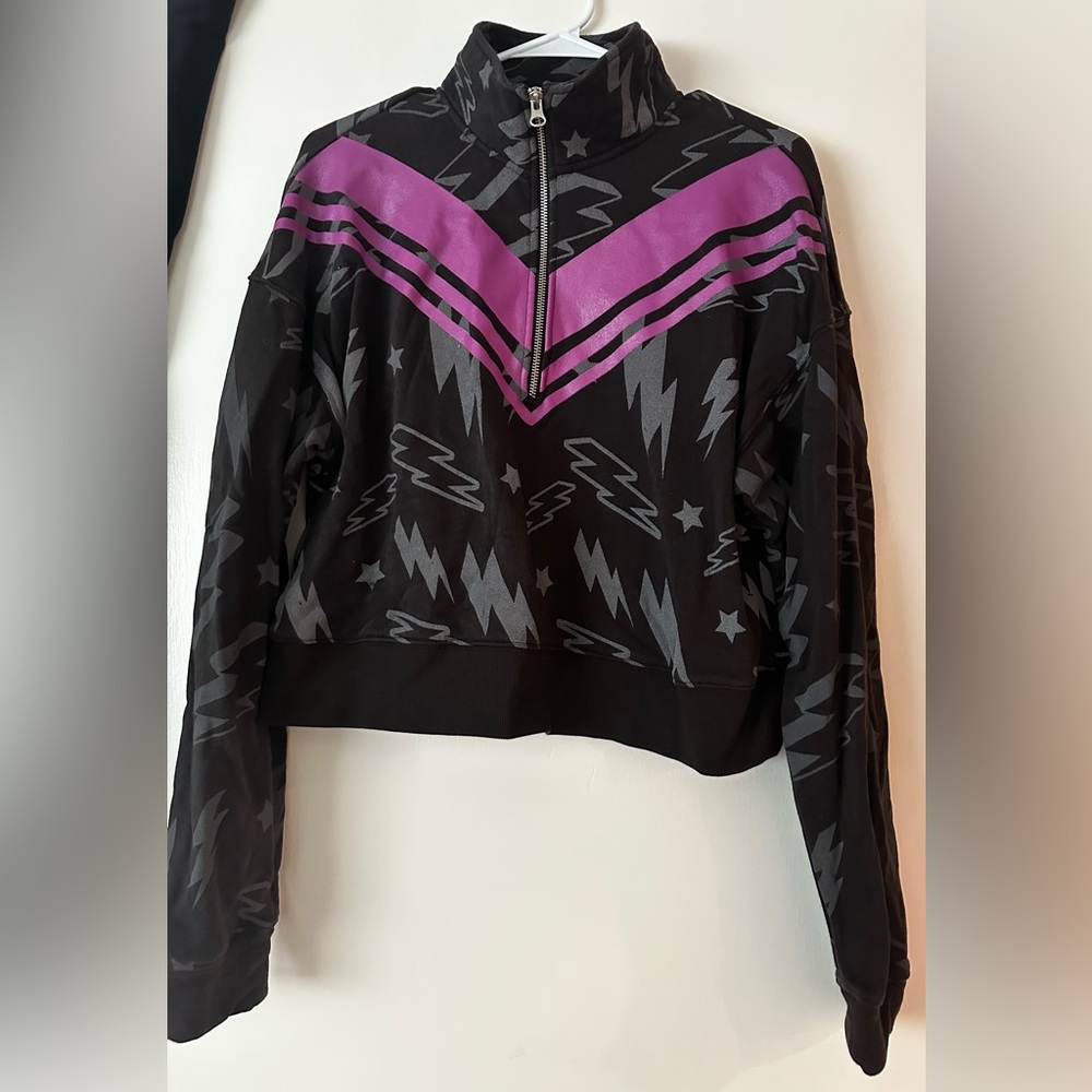 Wildfox Black and Purple Lightening Bolt half Zip